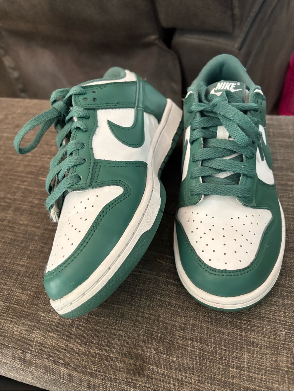 Nike Kids Green and White Low-Top Dunks - Picture 2 of 5